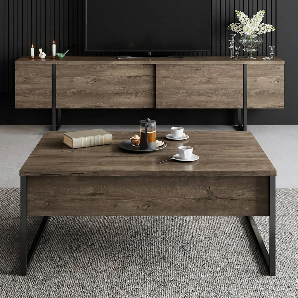Konferenčný stolík Luxe Walnut and Black