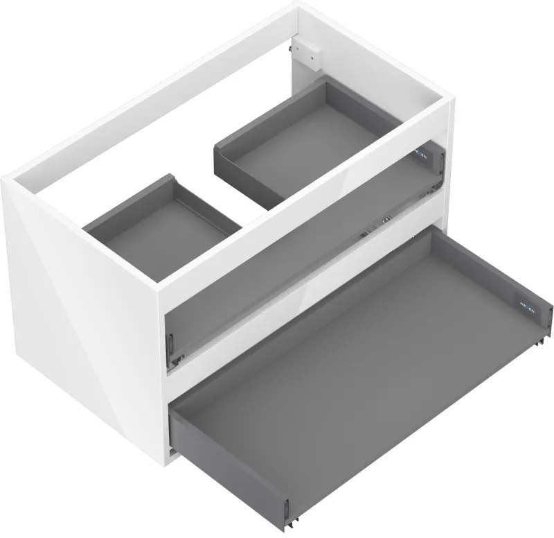 Mexen Box-A, závesná skrinka 80 cm, 2 zásuvky, biela lesklá, 91AX0-0800-470-2-00