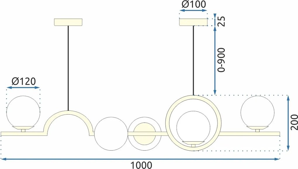Toolight Toolight, stropné svietidlo 5xE27 APP1023-5CP, zlatá, OSW-05560