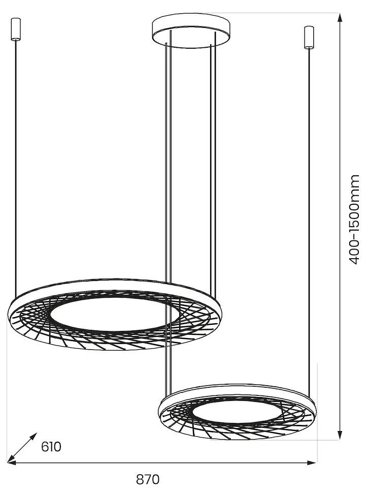 Závesné LED svietidlo Nest, 2x LED 77w, 4000k, b