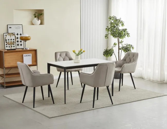 Set dvoch jedálenských stoličiek JORK zamatové, tmavobéžové (čierne nohy) 2 ks