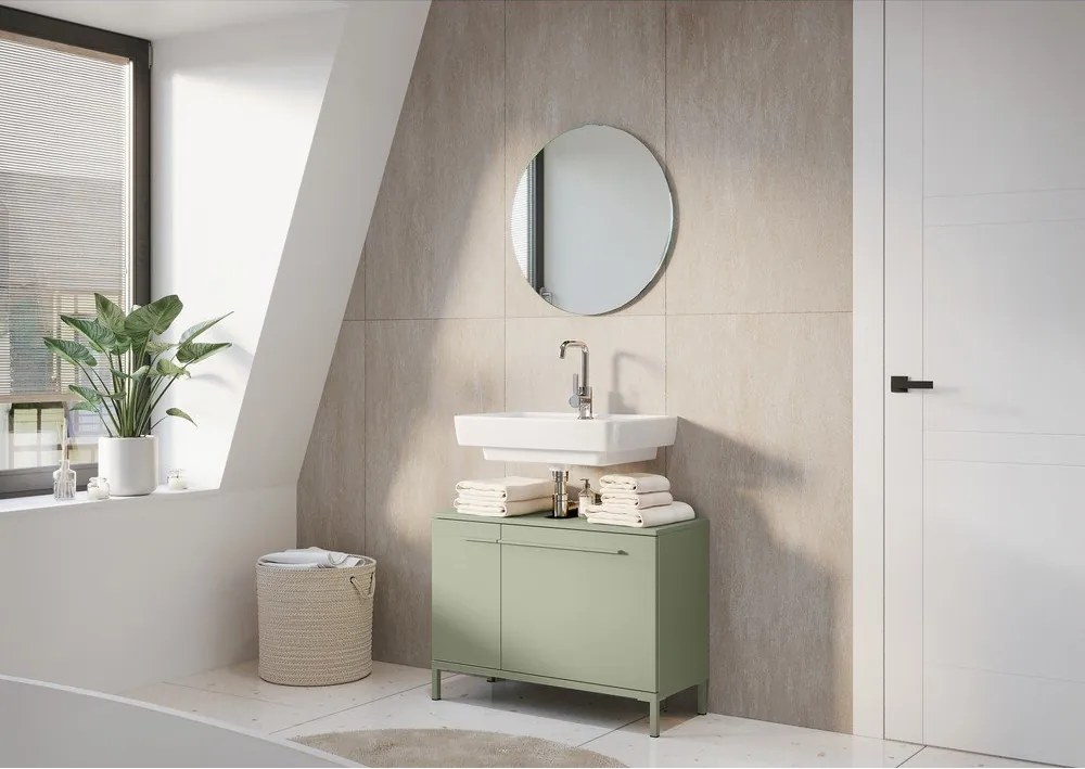 Zelená matná skrinka pod umývadlo 80x59 cm Laurino – Germania