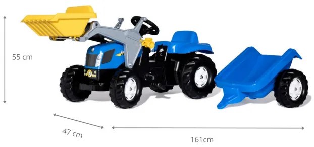 Šlapací traktor s prívesom a lyžicou Rolly Toys 023929 New Holland