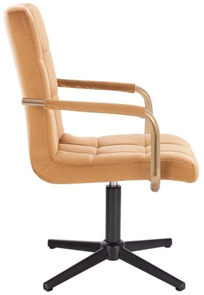 LuxuryForm DESIGN Stolička VERONA GOLD VELUR na čiernom kríži - hnedá
