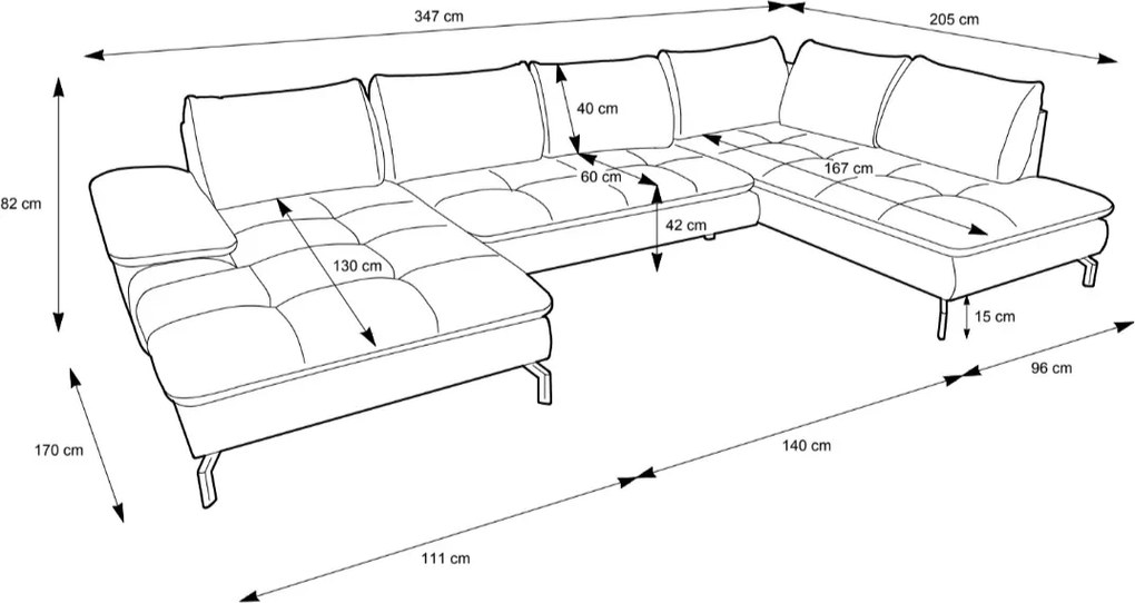 Sedacia súprava ROMEO v tvare U