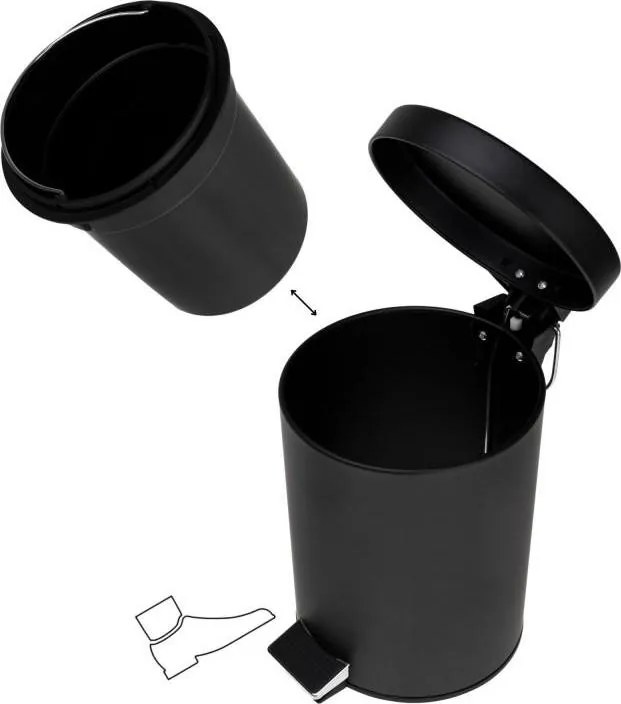 Odpadkový kôš do kúpeľne BALI 3l - softclose - čierny