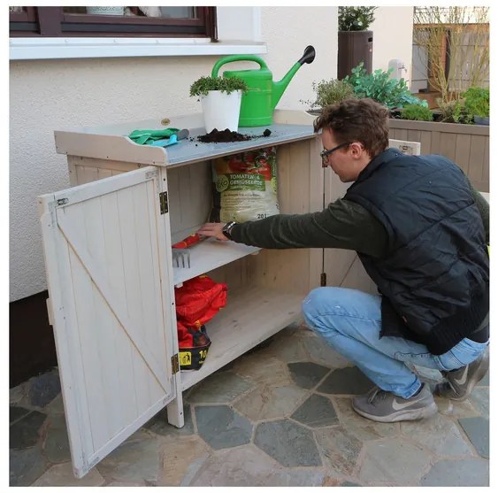 Habau Záhradná skriňa s pracovnou plochou (sivá) (100271514)