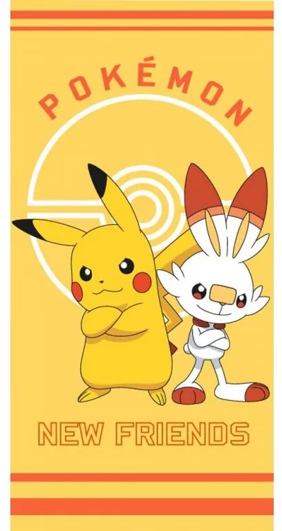 TipTrade Bavlnená froté osuška 70x140 cm - Pokémon Pikachu a Scorbunny