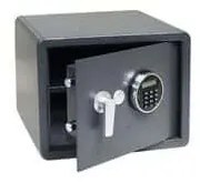 Nábytkový trezor s elektronickým zámkom s alarmom, podsvieteným LCD displejom a páčkou na otvorenie