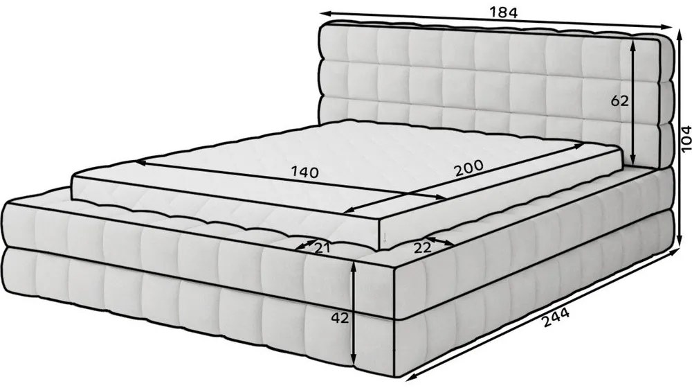 Modrá čalúnená dvojlôžková posteľ s úložným priestorom s roštom 140x200 cm Dizzle – ELTAP