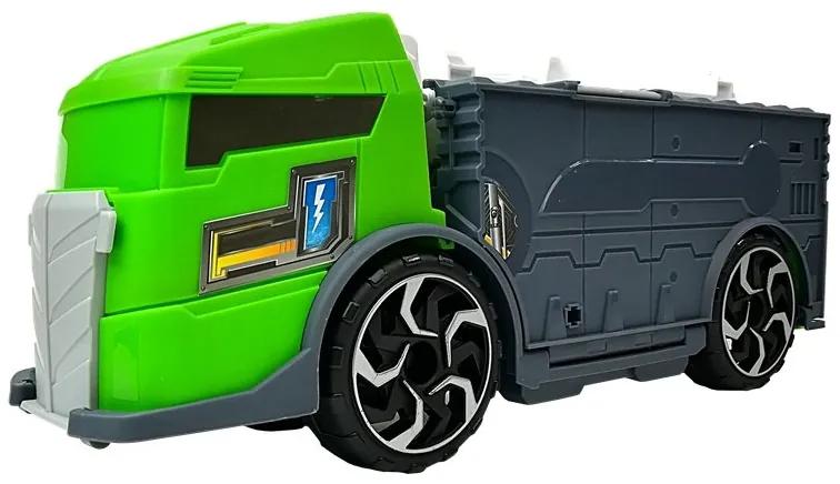 LEAN TOYS Transportná súprava nákladných vozidiel a dinosaurov - zelená