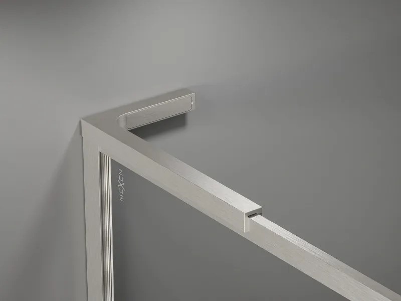 Mexen, Mexen Kioto-F L sprchová stena s rámom 100 x 202 cm, priehľadná 8 mm, matný nikel - 800-100-174-97-00