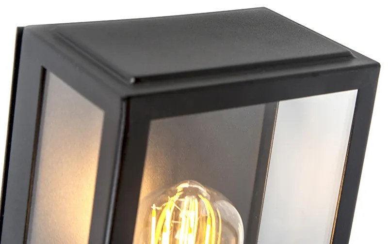 Vonkajšia nástenná lampa čierna s pohybovým senzorom IP44 - Rotterdam
