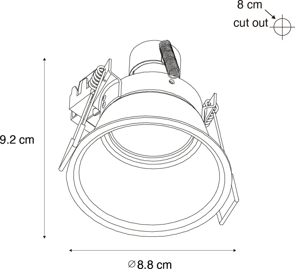 Sada 6 vstavaných bodových svetiel čiernych GU10 50 mm IP44 - Dept