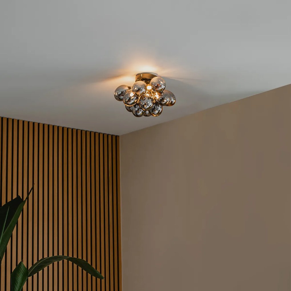 Inteligentné stropné svietidlo čierne s dymovým sklom 3-svetlové vrátane Zigbee G9 - Uvas