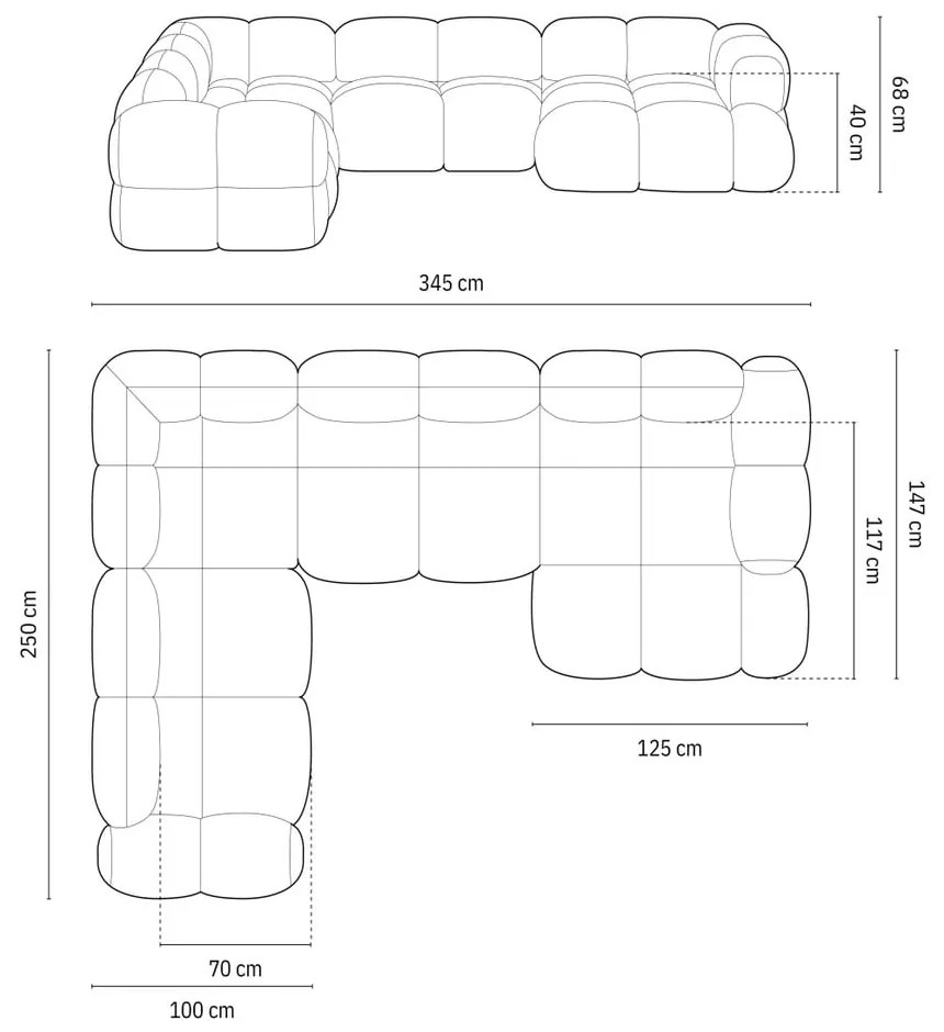 Béžová zamatová rohová pohovka (ľavý roh/do tvaru "U") Loretto – Cosmopolitan Design