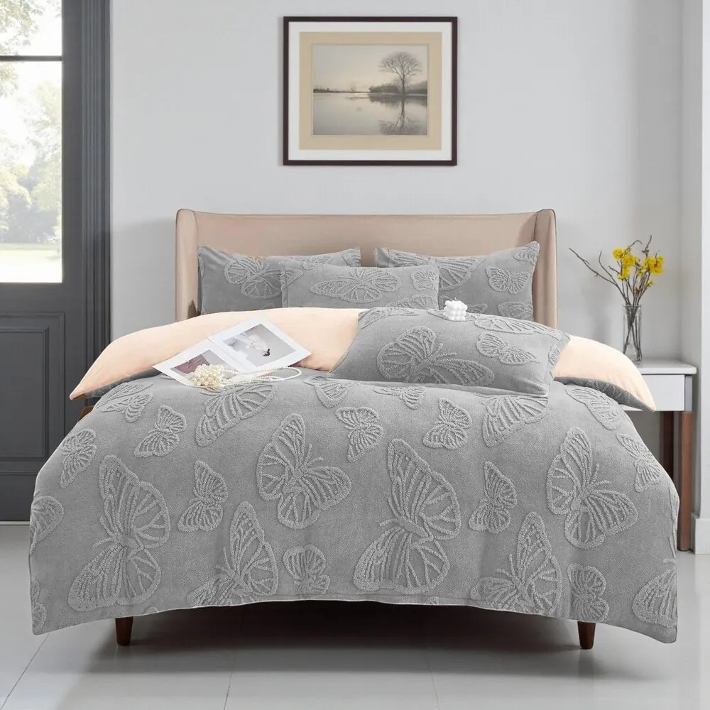 Jemné mikroplyš obliečky Homa EXCLUSIVE LIGHT GREY 7-dielna sada 140x200 cm