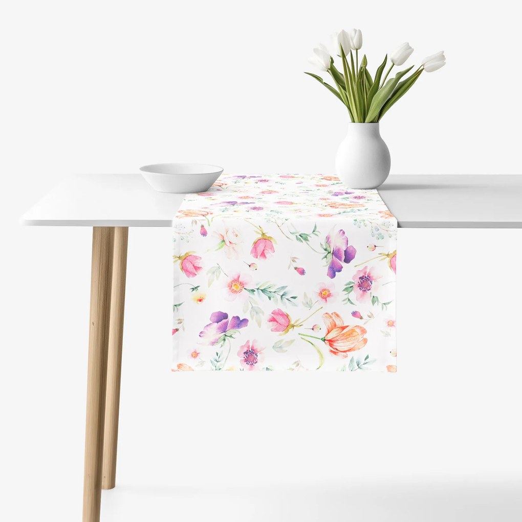 Goldea behúň na stôl 100% bavlnené plátno deluxe - jarné pohladenie 50x180 cm