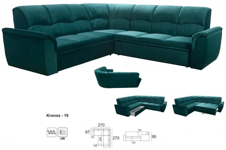Rohová sedacia súprava MAX, ruže + hnedá (3995/105 + 2050/11)