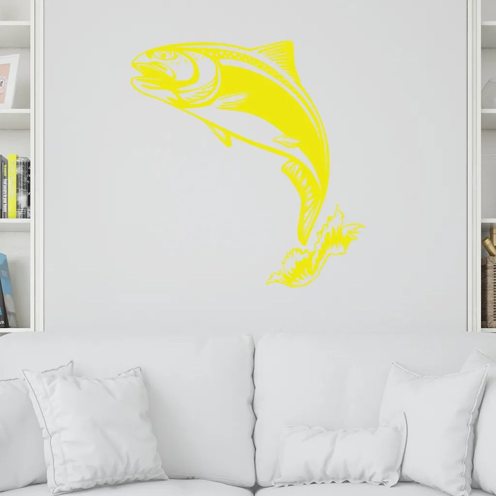 Veselá Stena Samolepka na stenu na stenu Pstruh Farba: černá