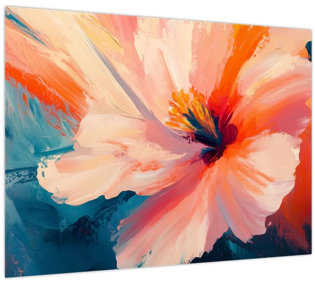 Sklenený obraz - Maľovaný kvet (70x50 cm)