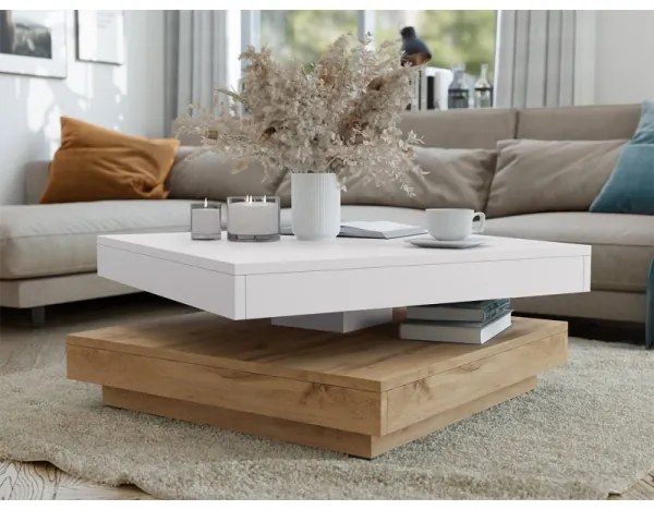 Konferenčný stolík NENANI 34x70 cm biela/dub wotan