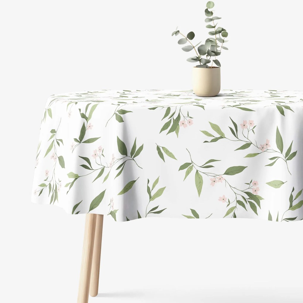 Goldea oválny obrus 100% bavlnené plátno - vôňa jazmínu 140 x 180 cm
