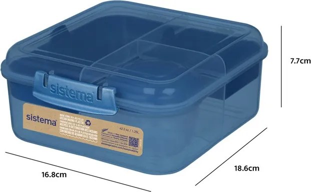 Box na desiatu/obed, 6 priehradiek SISTEMA 1,25 l - mix farieb Farba škatuliek SISTEMA: Modrá