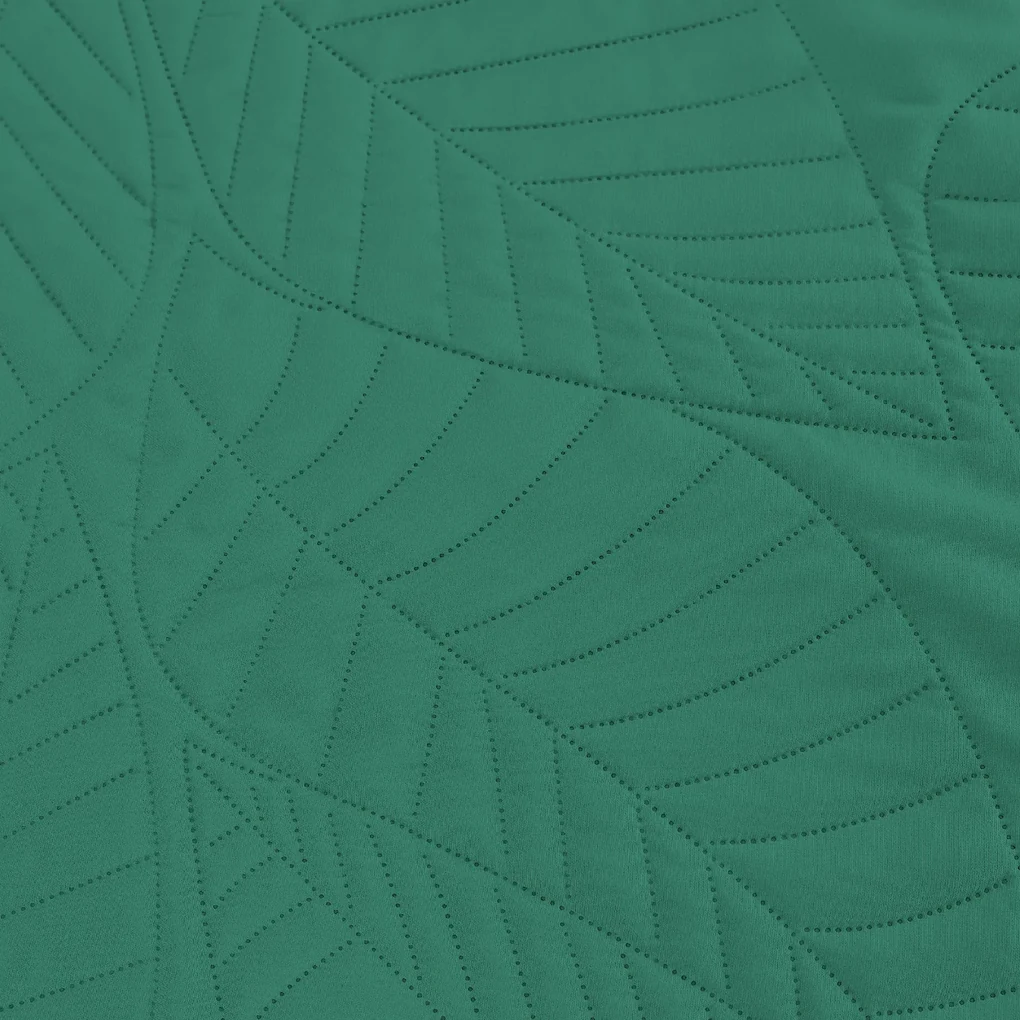 Zelený prehoz na posteľ so vzorom LEAVES Rozmer: 200 x 220 cm