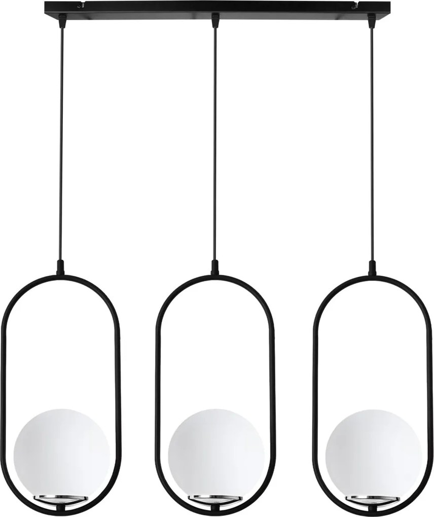 Závesné svietidlo Florence, 3x biele sklenené tienidlo, b/ch, UI