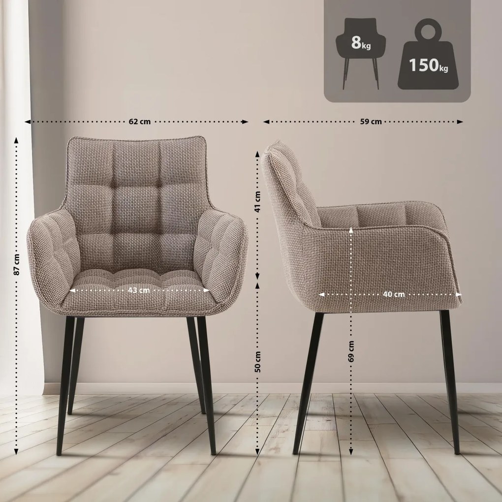 Stolička Tirana látka čierna - terra hnedá