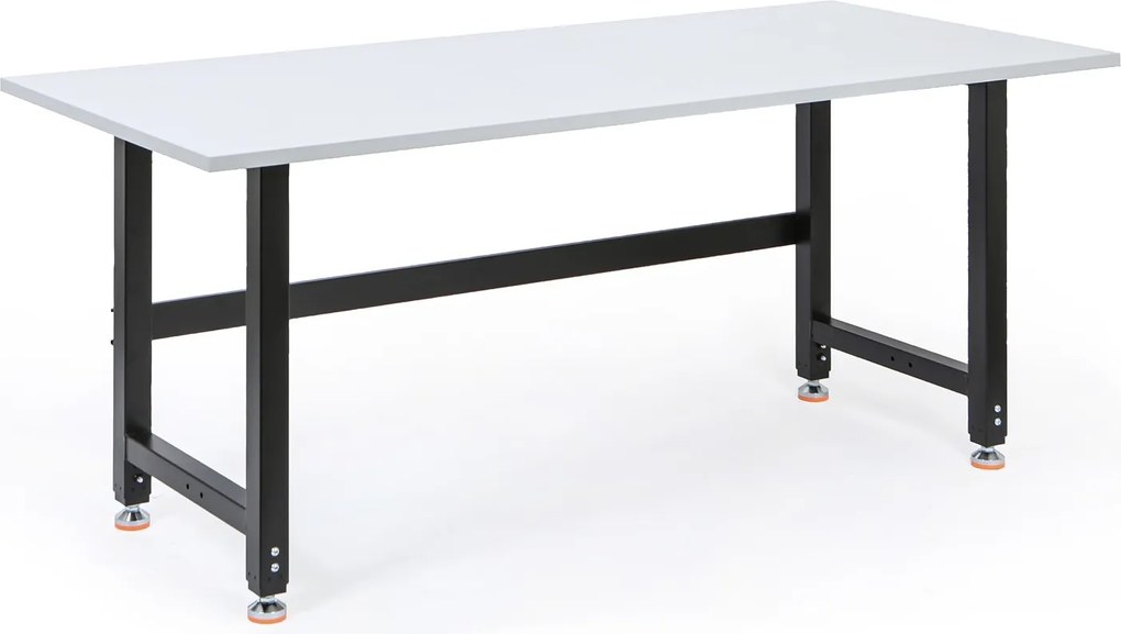 Výškovo nastaviteľný baliaci stôl PROFI, 1800 × 800 × 790–940 mm s držiakom role