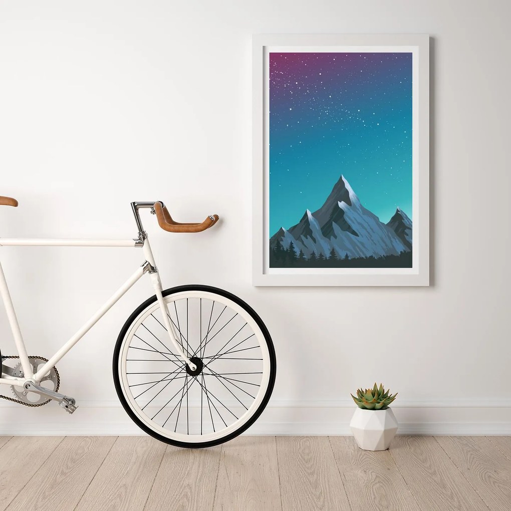 Poster Nočné hory - Poster 50x70cm + čierny rám (71,8€)