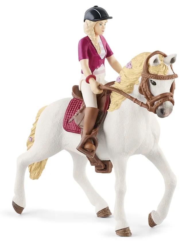 Schleich 42540 Blondína Sofia s pohyblivými kĺbmi na koni, 15 cm