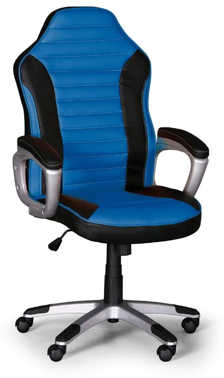 Kožené kancelárske kreslo SPORT 1+1 ZADARMO, čierna/modrá