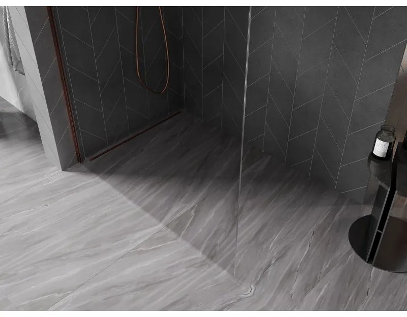 Mexen, Mexen Kioto-X L sprchová stena 60 x 200 cm, priehľadná 10 mm, ružové zlato - 800-060-107-60-00-X