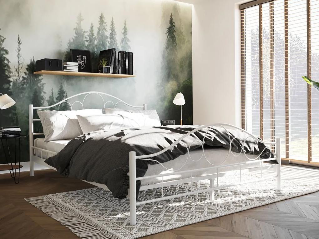 Kovová posteľ Mirioda, Rozmer postele: 140x200, Farba: biela