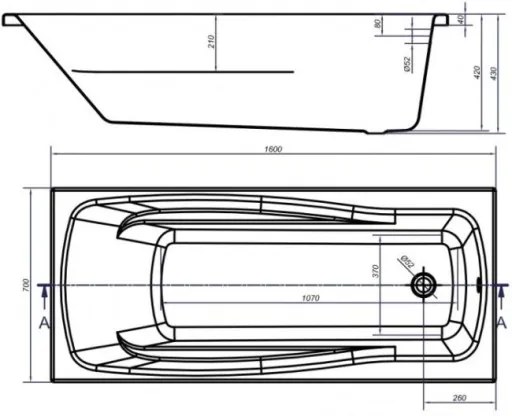 Cersanit Lana, akrylátová vaňa 160x70cm, biela, S301-162