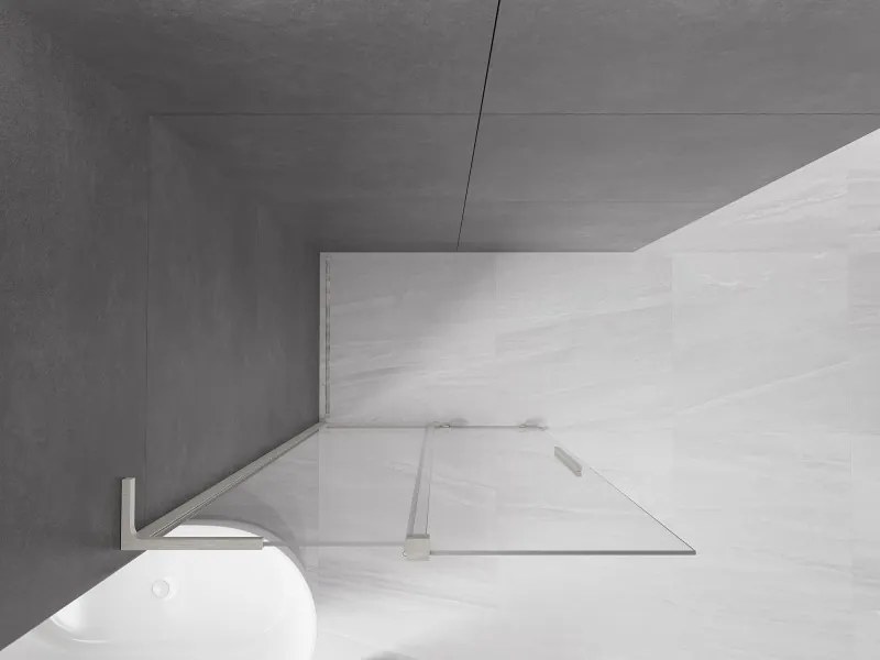 Mexen Velar L, posuvná sprchová zástena Walk-in 90 x 200 cm, 8mm číre sklo, brúsená oceľ, 871-090-003-03-97