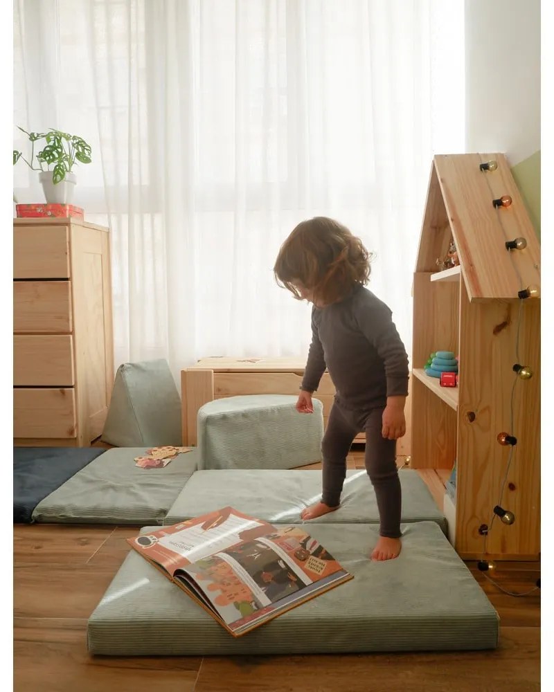 Svetlomodré menčestrové penové ihrisko Bloque Montessori – Little Nice Things