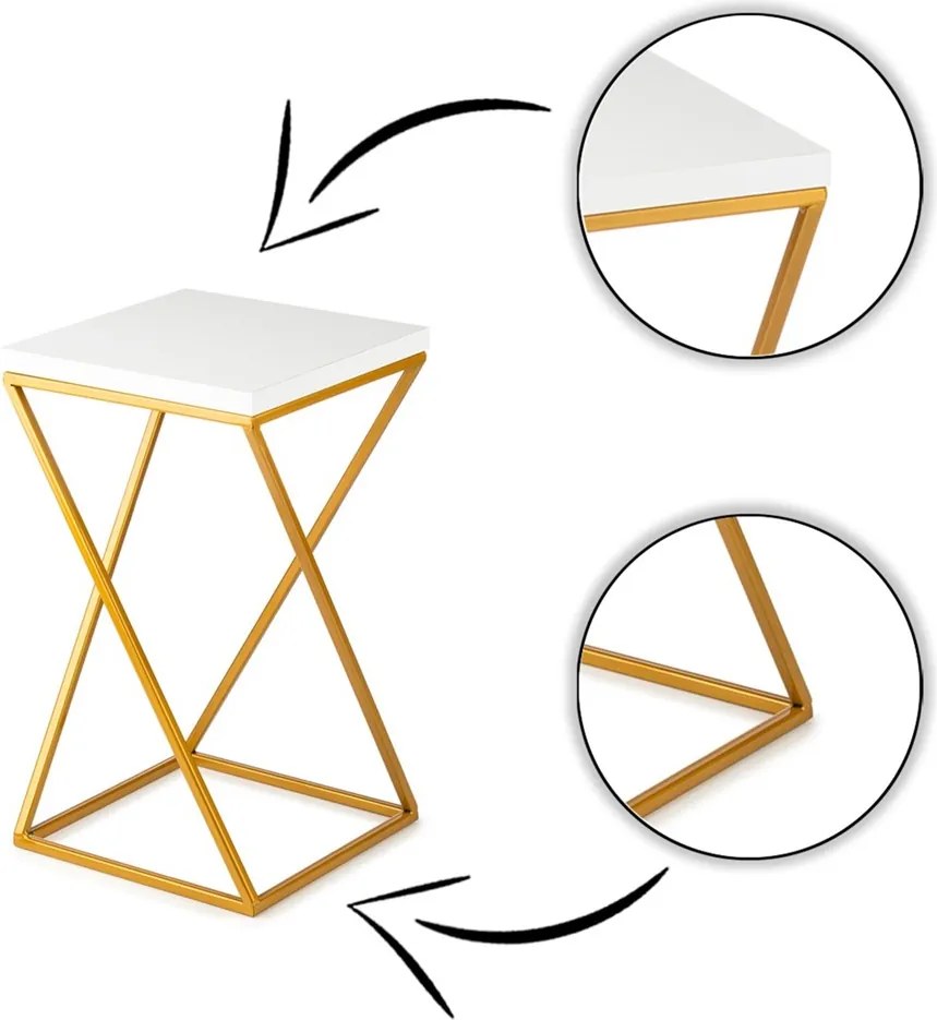 STOJAN NA KVETINÁČ LOFT7 40X24X24 CM ZLATÁ/BIELA