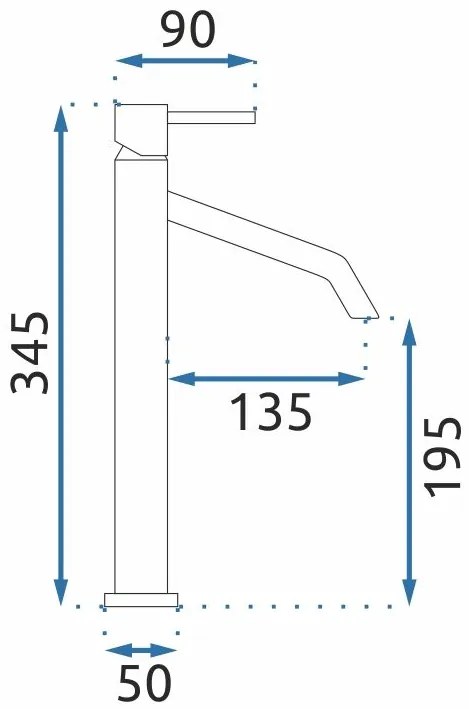Rea Level, vysoká umývadlová batéria h-345, zlatá lesklá, REA-B2045