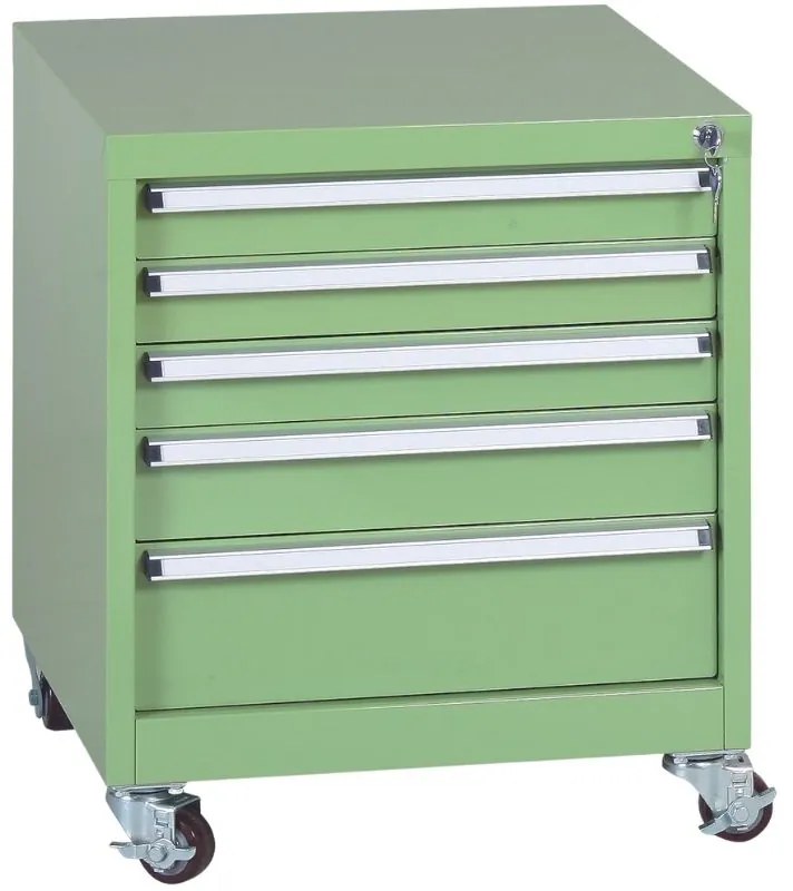 Pojazdný dielenský vozík na náradie k pracovným stolom do dielne GL, 5 zásuviek, 565 x 580 x 670 mm