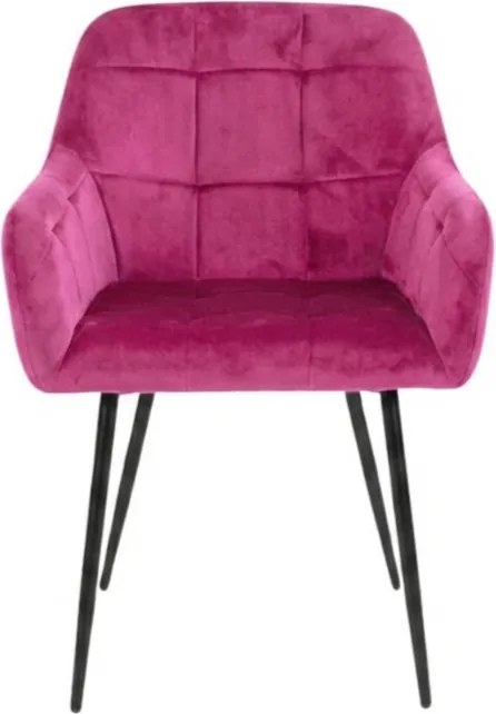 Tmavoružové jedálenské kreslo LOREN VELVET s čiernymi nohami