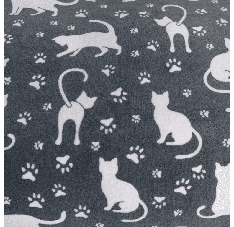 Obliečky mikroplyš WHITE CATS sivé Rozmer obliečky: 2 ks 70 x 90 cm | 200 x 220 cm