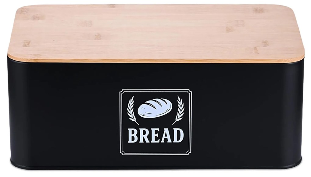 Chlebník s bambusovým viečkom RD51569, čierna