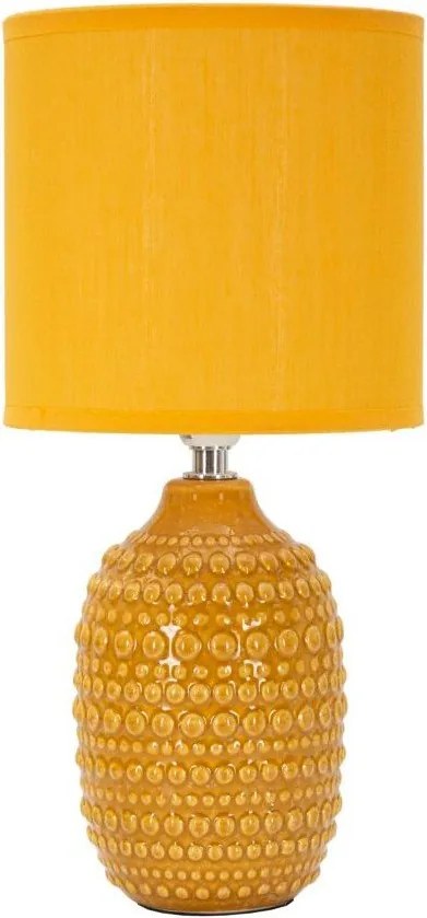 Keramická stolová lampa v horčicovej farbe s textilným tienidlom (výška 30,5 cm) Points – Mauro Ferretti