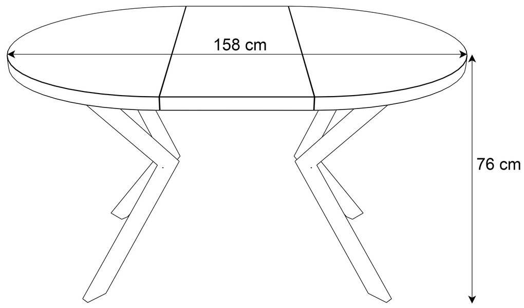 Okrúhly rozkladací jedálensky stôl MARION 120-196 cm biely mramor Farba nôh: Čierna