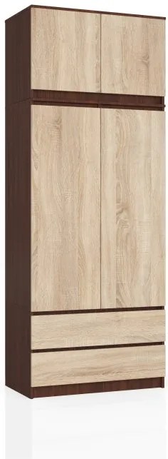 Skriňa s nadstavcom S 90 cm 2D 2SZ CLP wenge / sonoma