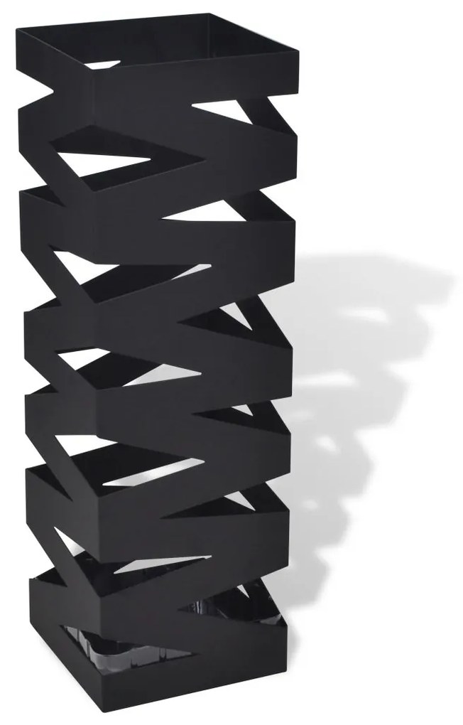 vidaXL Čierny hranatý stojan na dáždniky a palice na prechádzku 48,5 cm